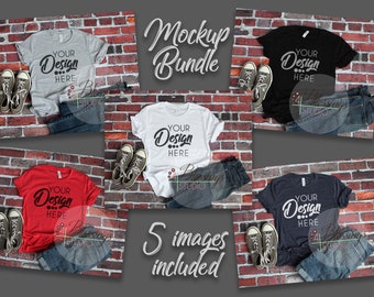 Download Bella Canvas Mockup Bundle T Shirt Mockup Bundle 5 Images Tshirt Bella Canvas 3001 Unisex Shirt Mockup Bundle Flat Lay Black Gray White 3d Product Mockup Design Yellowimages Mockups