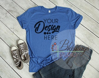 Download Heather True Royal Bella Canvas Mockup Tshirt Mockup 3001 Unisex Heather True Royal Flat Shirt Mock Up Styled Shirt Flat Lay Photo Blank Free Mockups Design Template PSD Mockup Templates