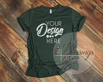 Heather Forest Green Tshirt Bella Canvas Mockup 3001 Heather Forest Unisex Shirt T Shirt Flat Shirt Mockup Shirt Flat Lay Printful Mockup Free Download Best Psd Mockups Templates