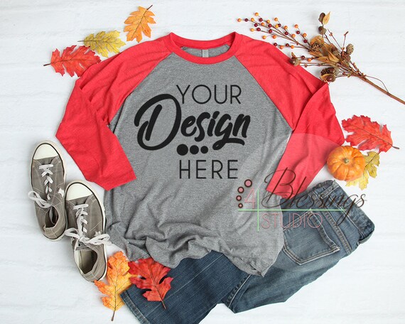 Download Free Fall Raglan Shirt Mockup Next Level 6051 Baseball T ...