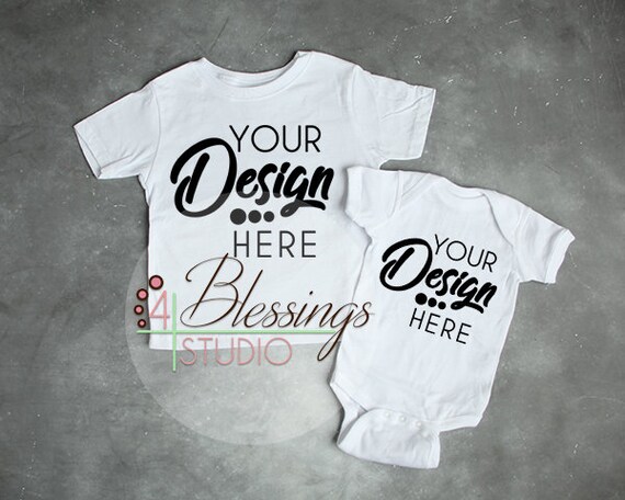 White Baby Bodysuit And T-Shirt Mockup Baby