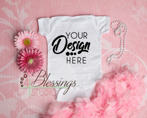 Girls Baby White Bodysuit-Shirt Mockup Baby Shirt Mockup