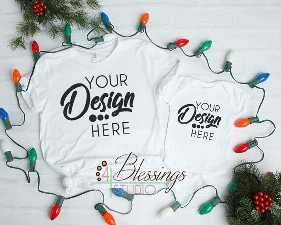 Christmas Mockup T-Shirt White Parent Baby Mockup Mom Kid Christmas Mockup T-Shirt White Parent Baby Mockup Mom Kid