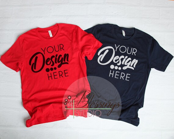 Bella Canvas Mockup T-Shirt Mockup Red Navy 3001 Unisex Bella Canvas Mockup T-Shirt Mockup Red Navy 3001 Unisex