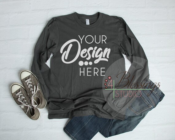 Asphalt Long Sleeve T-Shirt Mockup Unisex Shirt American Apparel
