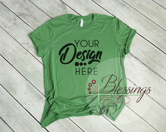 Leaf Bella Canvas Mockup T-Shirt Leaf Green Color 3001