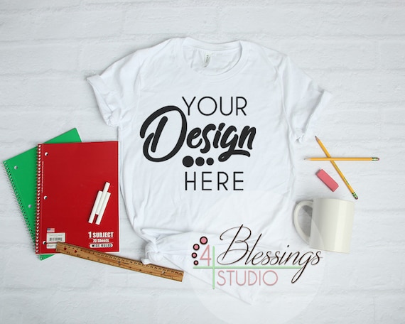School Teacher Shirt Mockup Bella Canvas Mockup White T-Shirt School Teacher Shirt Mockup Bella Canvas Mockup White T-Shirt