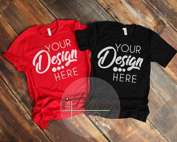 T-Shirt Bella Canvas 3001 Unisex Shirt Mockup Red