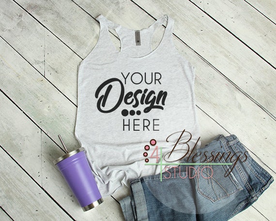 Womens Tank Top Mockup Next Level 6733 Triblend Heather Womens Tank Top Mockup Next Level 6733 Triblend Heather