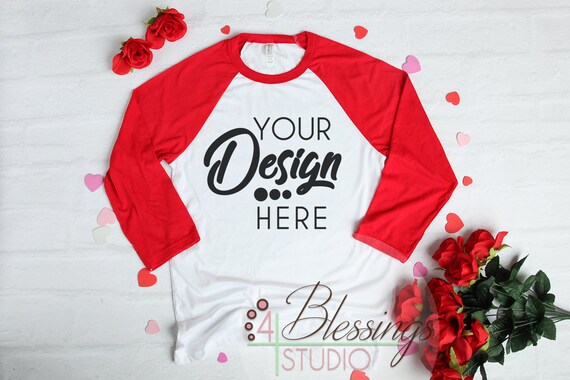 Valentine Raglan Shirt Mockup Bella Canvas 3200 Baseball