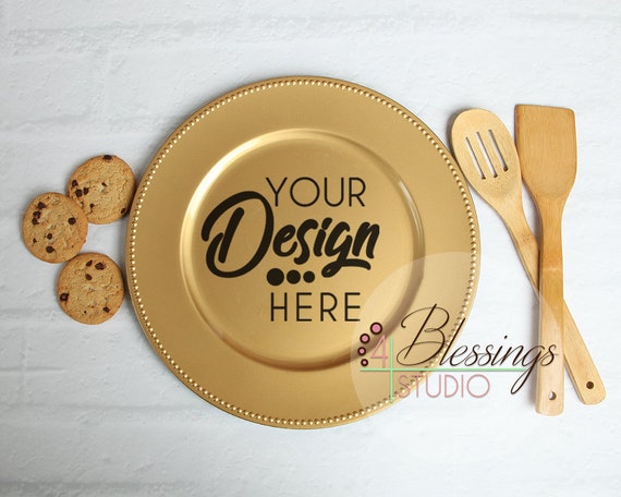 Gold Charger Plate Mockup Charger Template Cookie Plate Mock