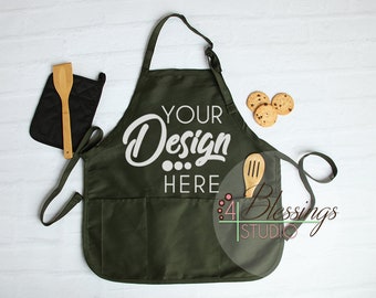 Apron Mockup Blank Apron Template Forest Green Apron Mock Up Chef Mockup Apron Flat Lay Template Farmhouse Svg Free Templates Packaging Mockups