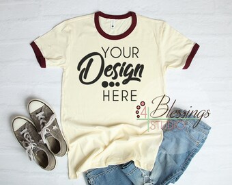 Ringer Tshirt Mock Up Next Level 3604 Natural Maroon Unisex Fine Jersey Ringer Tee Flat Shirt Mockup Shirt Flat Lay Mens Shirt Mockup Svg Free 44 444 Silver Logo Mockups