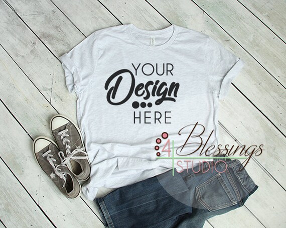 Ash T-Shirt Bella Canvas Mockup 3001 Ash Unisex Shirt