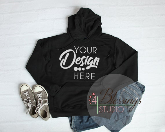 Download Free Black Hoodie SweaT-Shirt Mockup Unisex Hooded Sweat ...