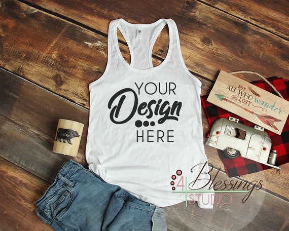 Camping Mockup White Next Level 1533 Racerback Tank Top