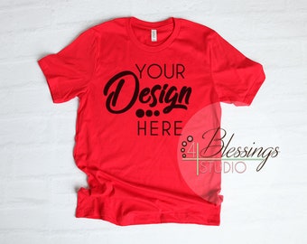 Download Bella Canvas Mockup Tshirt Mockup Red 3001 Unisex Red Flat ...