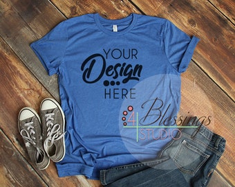 Download Heather True Royal Bella Canvas Mockup Tshirt Mockup 3001 Unisex Heather True Royal Flat Shirt Mock Up Styled Shirt Flat Lay Photo Blank Free Downloads Psd Packaging Mockups PSD Mockup Templates