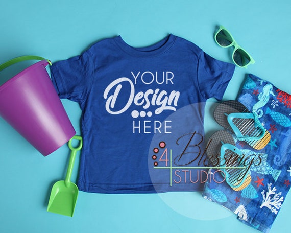 Download Kids Beach Blank Royal Blue T-Shirt Mockup Rabbit ...