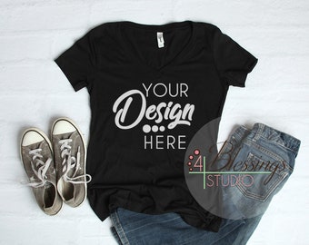 Download Black V-Neck TShirt Next Level Women's Ideal V 1540 V-Neck ...