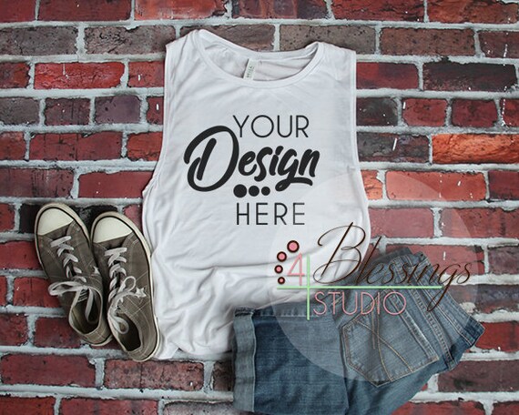 Bella Canvas 8803 Mockup Muscle Tank White Tank Sleeveless