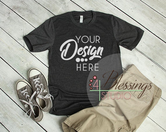 Dark Heather Gray T-Shirt Bella Canvas Mockup 3001