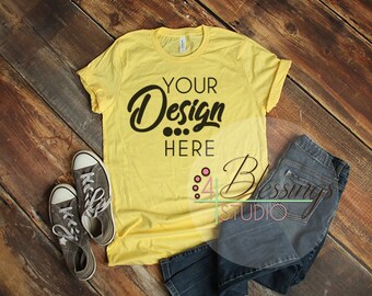 Download Yellow Bella Canvas Mockup Tshirt Mockup 3001 Unisex Yellow Flat Shirt Mock Up Styled Shirt Flat Lay Photo Blank Shirt Printful Womens Free Logo 3d Mockups PSD Mockup Templates