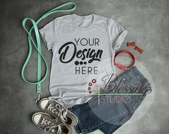 Download Mockup Bella Canvas Mockup Dog Owner Heather Gray Tshirt Mockup Bella Canvas 3001 Gray Flat Shirt Blank Flat Lay Vinyl Shirt Printful Best Free Logo Mockups PSD Mockup Templates