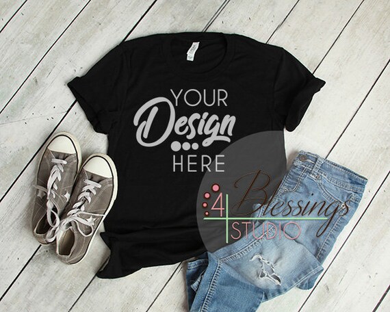 Black T-Shirt Bella Canvas Mockup 3001 Unisex Shirt