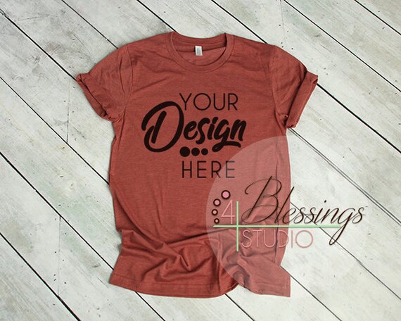 Heather Clay Bella Canvas Mockup T-Shirt Heatherclay 3001 Unisex