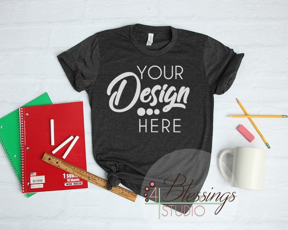 School Teacher Shirt Mockup Bella Canvas Mockup Dark Gray