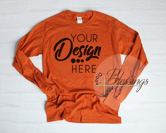 gildan orange long sleeve