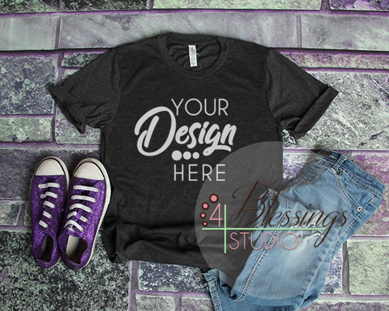 Download Dark Gray Heather Bella Canvas 3001 Unisex Mockup Charcoal ...