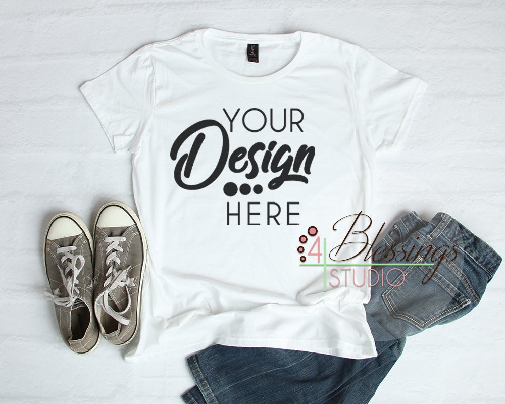 Download Anvil Tshirt Mockup 880 Women's TShirt Mockup White Shirt ...