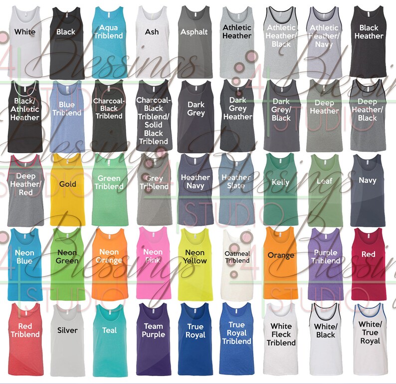 Download Tank Top Bella Canvas 3480 Color Chart Every Color Digital ...