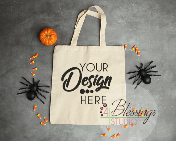Halloween Tote Bag Mockup Trick Or Treat Bag Mock Up Blank Etsy