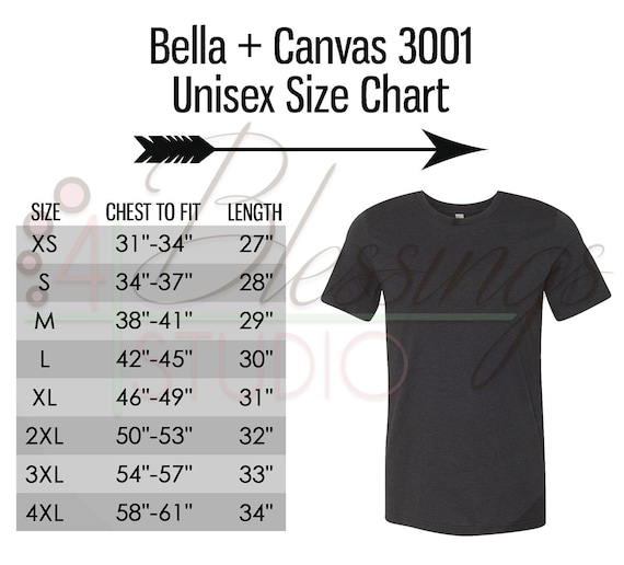 Bella Canvas 3001 Size Chart