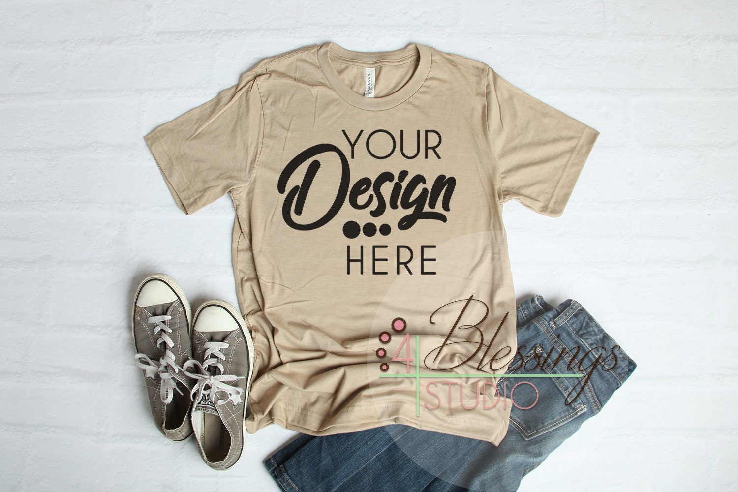 Download Heather Tan T Shirt Bella Canvas Mockup 3001 Unisex Shirt Tan Etsy
