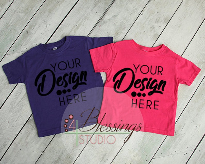 Download Blank Bright Pink and Purple Girls T Shirt Mockup Pink Purple | Etsy