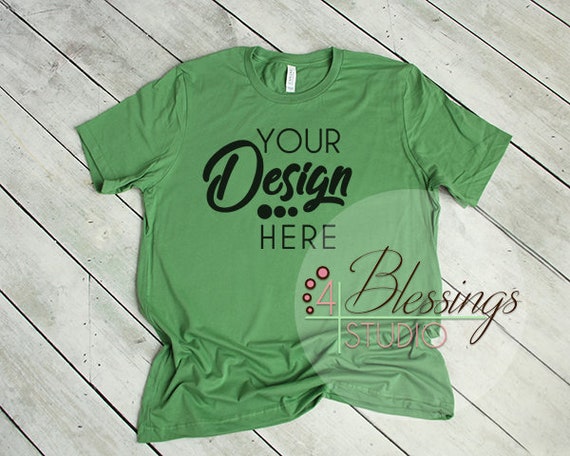 Leaf Green T Shirt Bella Canvas Mockup 3001 Leaf Green Unisex Etsy