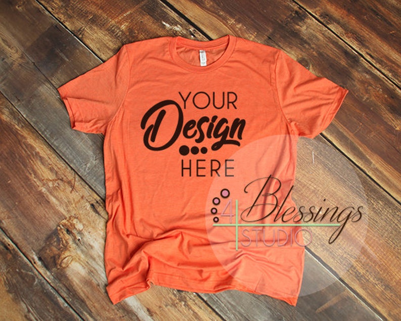 Download Heather Orange T Shirt Bella Canvas Mockup 3001 Heather ...