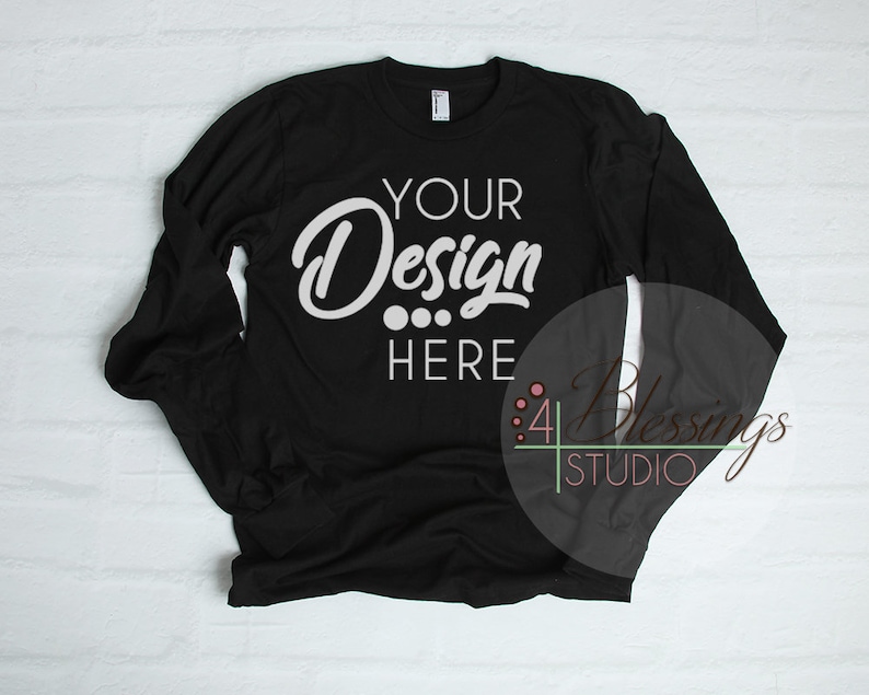 Download Black Long Sleeve Tshirt Mockup Unisex Shirt American ...