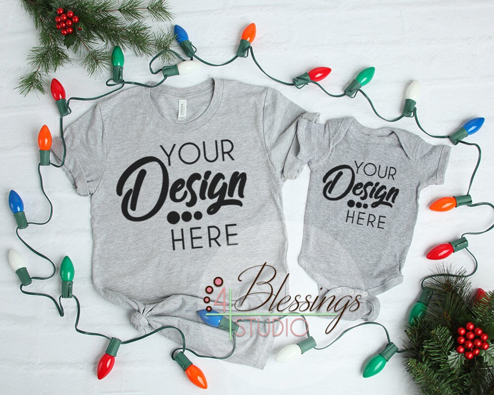 Christmas Mockup Tshirt Gray Heather Parent Baby Mockup Mom Etsy