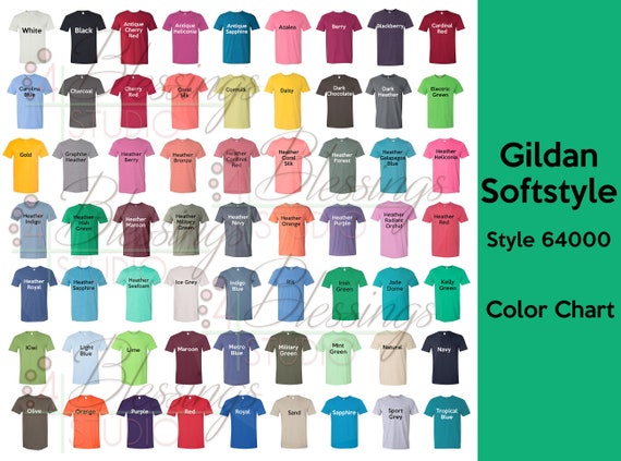 Gildan 64000 Color Chart Every Color Digital File Gildan | Etsy