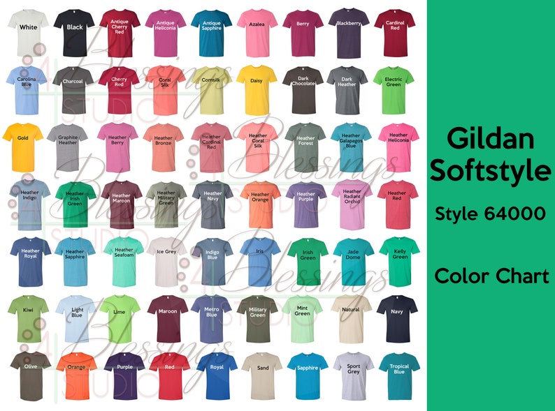 Gildan G540 Color Chart