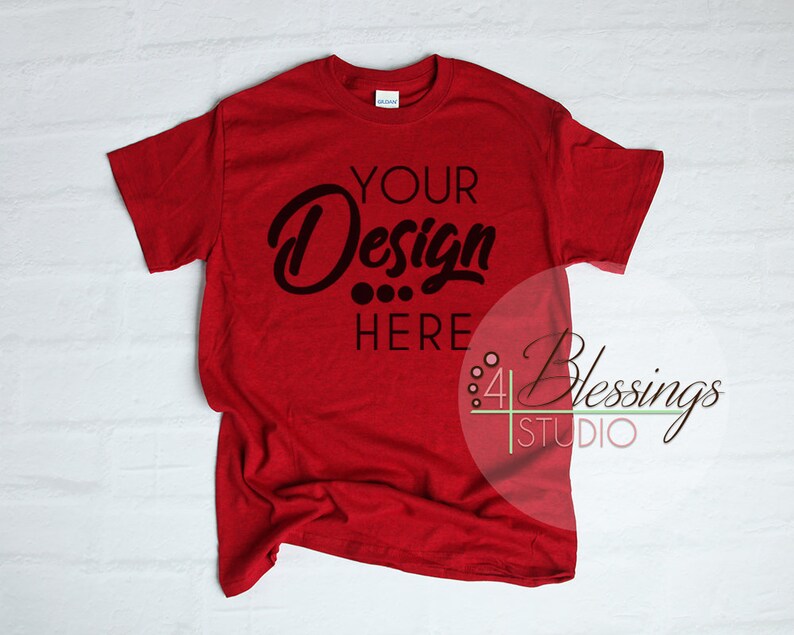 Download Gildan 5000 Mockup Antique Cherry Red Heather Unisex Shirt ...