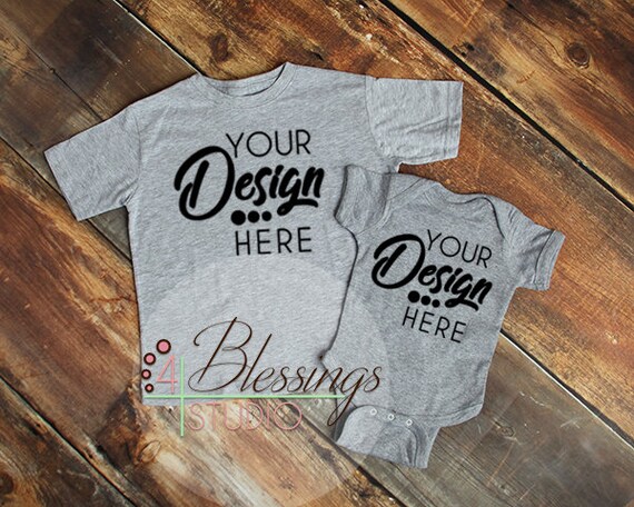 Gray Baby Bodysuit And T Shirt Mockup Baby Shirt Mockup Etsy