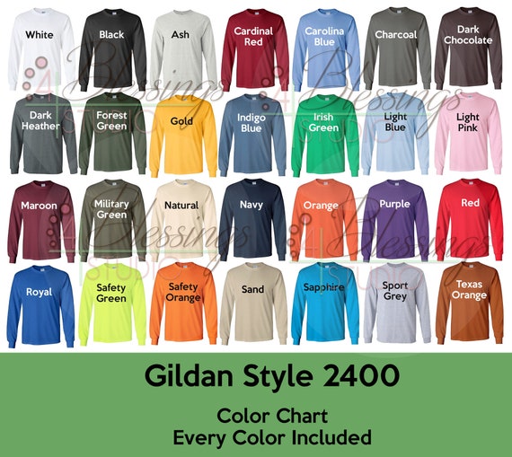 Gildan 2400 Color Chart Every Color Digital File Ultra Cotton | Etsy