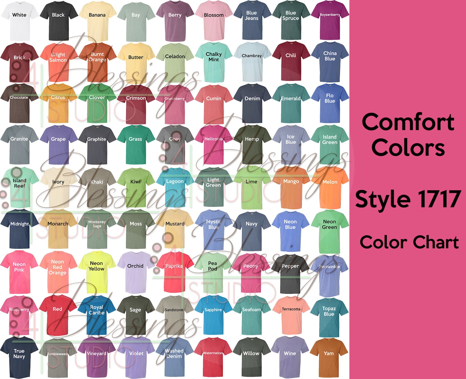 Comfort Color Shirt Color Chart