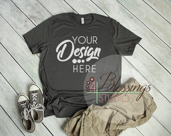 Asphalt T Shirt Bella Canvas Mockup 3001 Asphalt Unisex Shirt Etsy